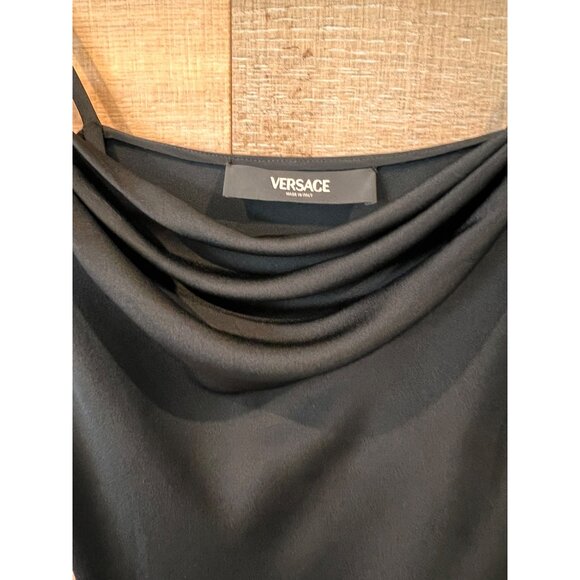 Versace Satin Lace-Embroidered black Midi Slip Dress Size 40/ US 4 - Picture 7 of 15